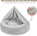 Small Dog Bed Cat Bed with Hooded Blanket