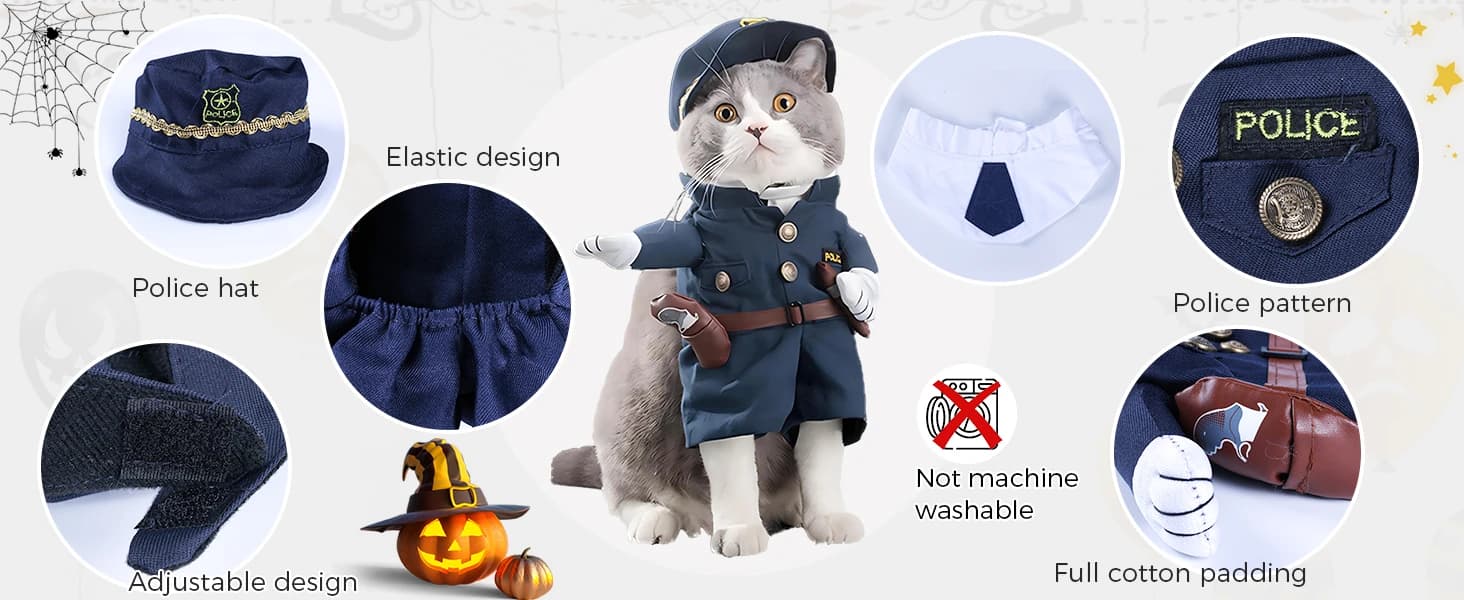 Cowboy Dog Costume with Hat - Blue Cat and Small Dog Halloween Costume — product details