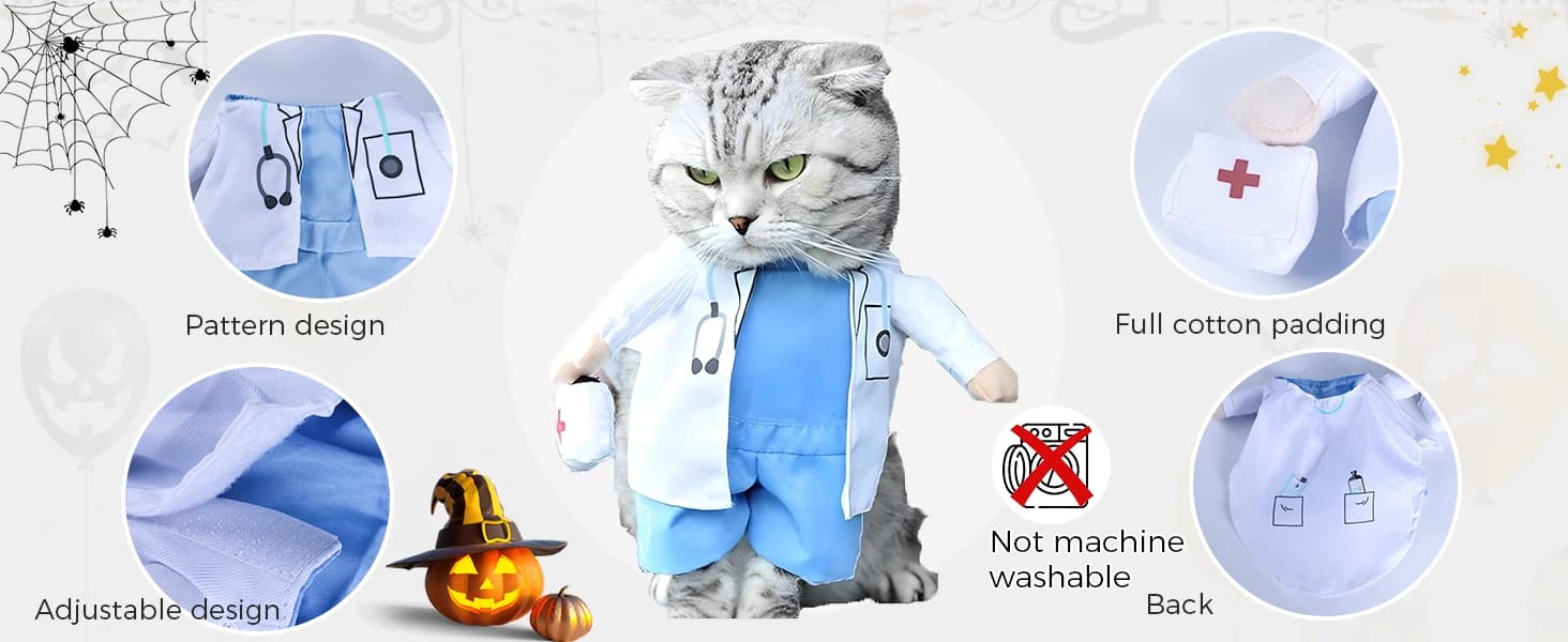 Cowboy Dog Costume with Hat - Blue Cat and Small Dog Halloween Costume — product details