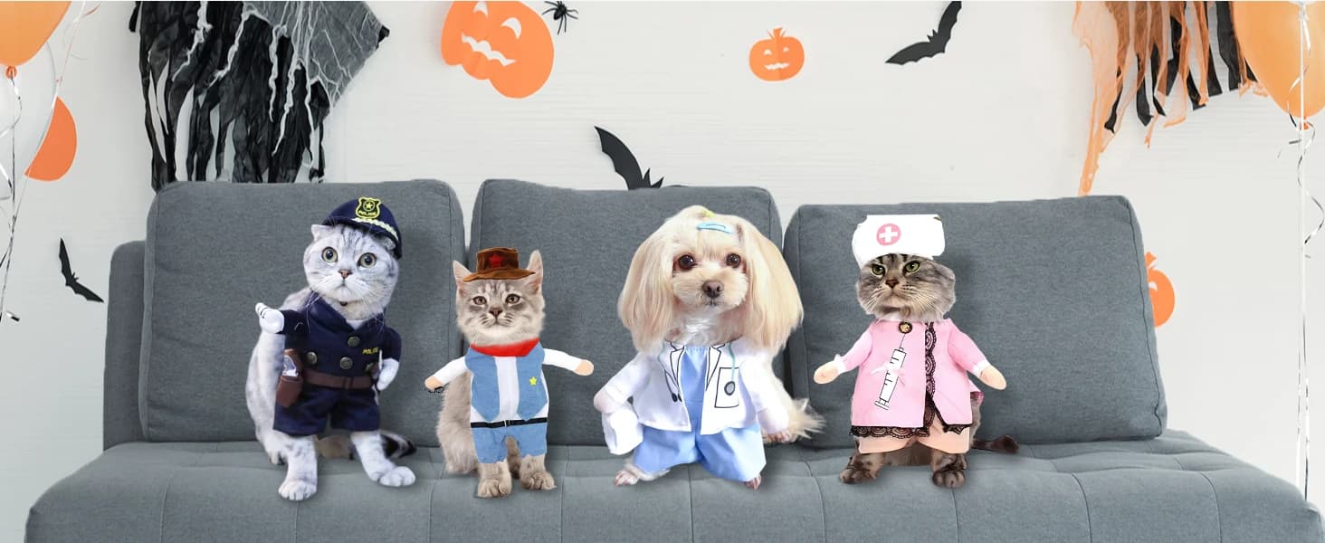 Cowboy Dog Costume with Hat - Blue Cat and Small Dog Halloween Costume — product details
