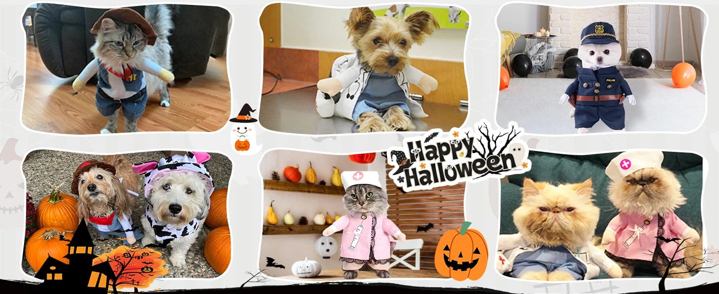 Cowboy Dog Costume with Hat - Blue Cat and Small Dog Halloween Costume — product details
