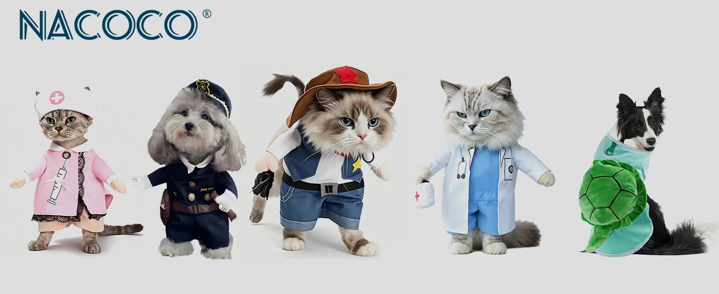Cowboy Dog Costume with Hat - Blue Cat and Small Dog Halloween Costume — product details