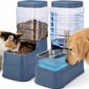 2 Pack Automatic Cat Feeder and Water Dispenser 1.3Gallon Dog Gravity Food Feeder and Water with Ice Pack