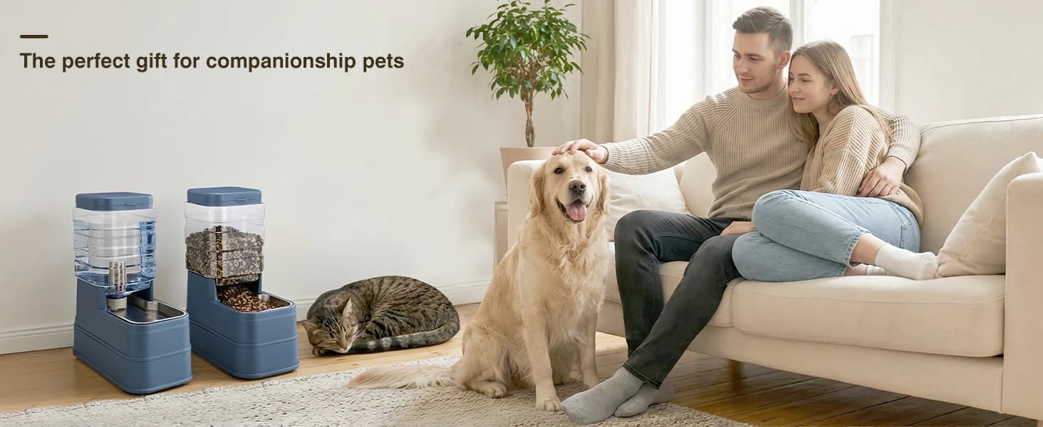 2 Pack Automatic Cat Feeder and Water Dispenser 1.3Gallon Dog Gravity Food Feeder and Water with Ice Pack — product details