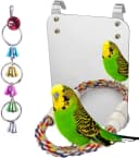 7" Bird Mirror with Rope Perch Bird Toys Swing