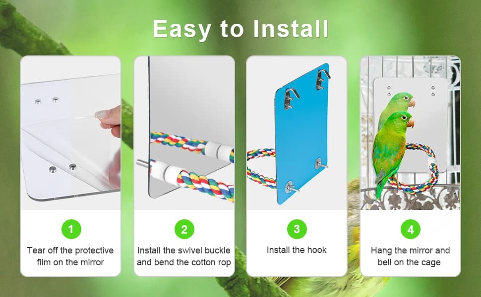 7" Bird Mirror with Rope Perch Bird Toys Swing — product details