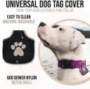 Dog Tag Silencer — Black Pawprint - Quiet Noisy Pet Tags - Fits Up to Four Pet IDs - Dog Tag Cover Protects
