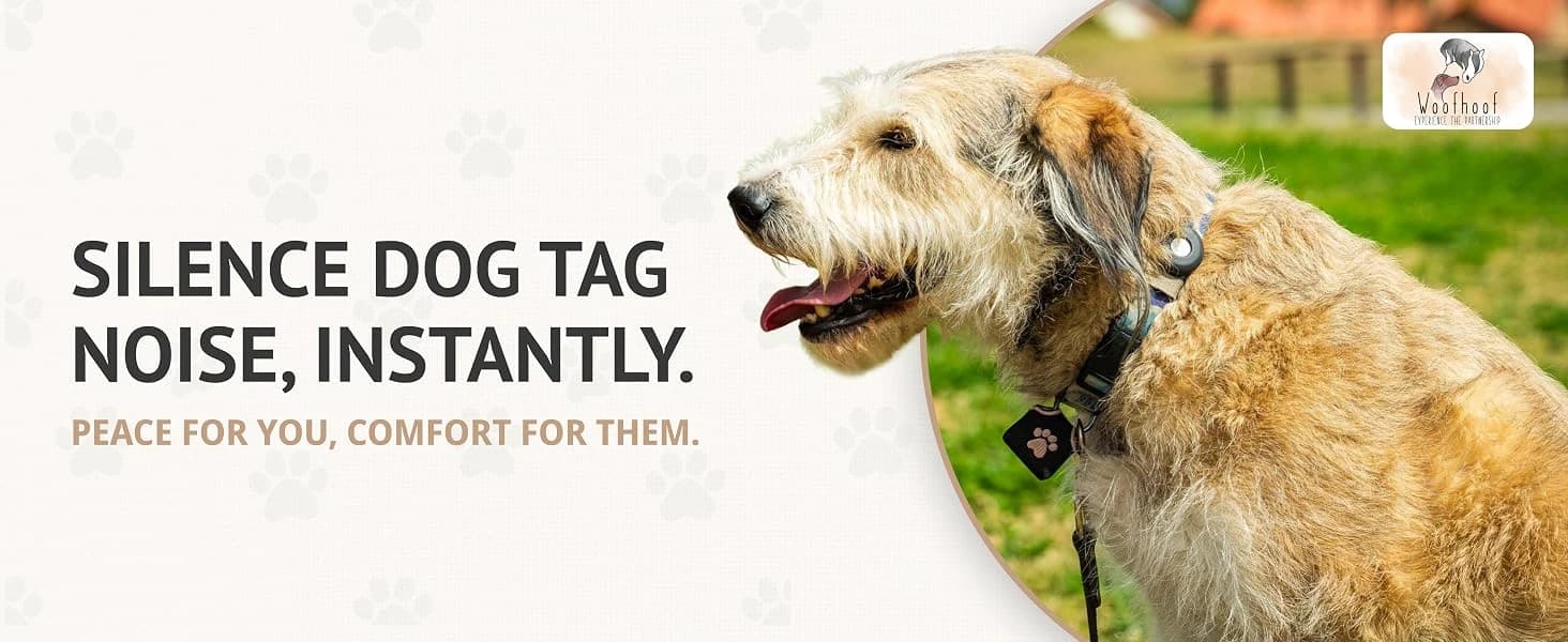 Dog Tag Silencer — Black Pawprint - Quiet Noisy Pet Tags - Fits Up to Four Pet IDs - Dog Tag Cover Protects — product details