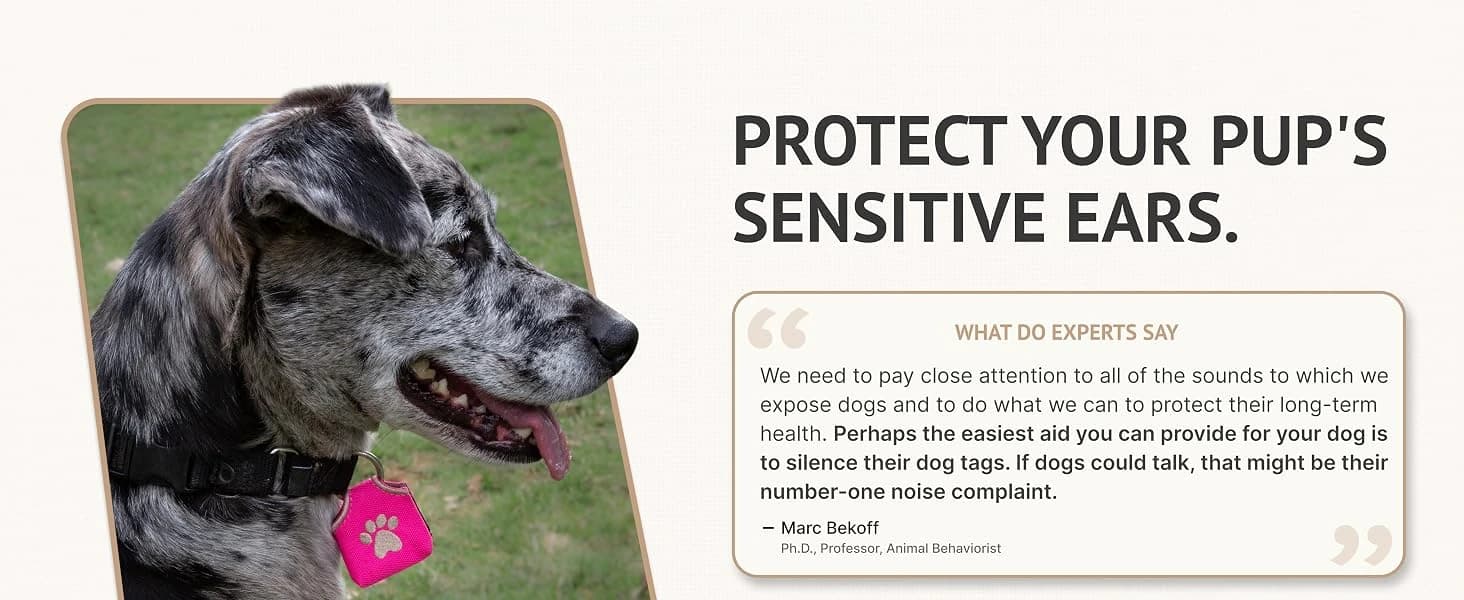 Dog Tag Silencer — Black Pawprint - Quiet Noisy Pet Tags - Fits Up to Four Pet IDs - Dog Tag Cover Protects — collection imagery