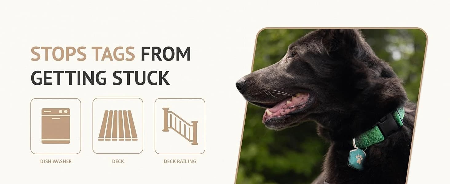 Dog Tag Silencer — Black Pawprint - Quiet Noisy Pet Tags - Fits Up to Four Pet IDs - Dog Tag Cover Protects — collection imagery