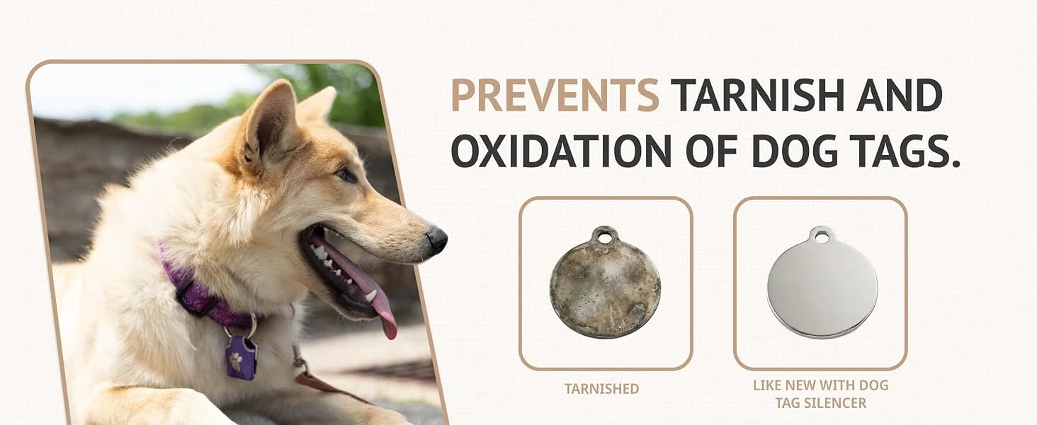 Dog Tag Silencer — Black Pawprint - Quiet Noisy Pet Tags - Fits Up to Four Pet IDs - Dog Tag Cover Protects — collection imagery