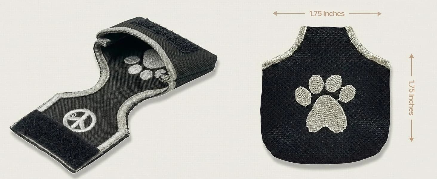 Dog Tag Silencer — Black Pawprint - Quiet Noisy Pet Tags - Fits Up to Four Pet IDs - Dog Tag Cover Protects — product details