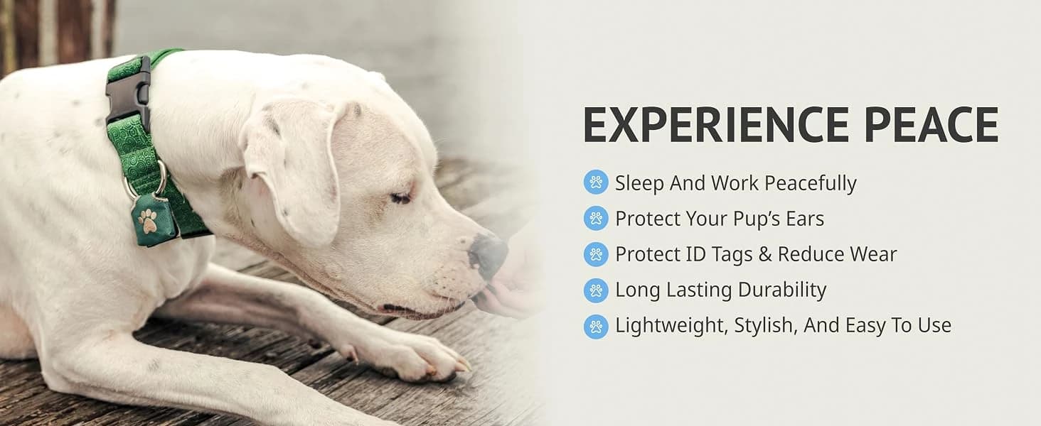 Dog Tag Silencer — Black Pawprint - Quiet Noisy Pet Tags - Fits Up to Four Pet IDs - Dog Tag Cover Protects — product details