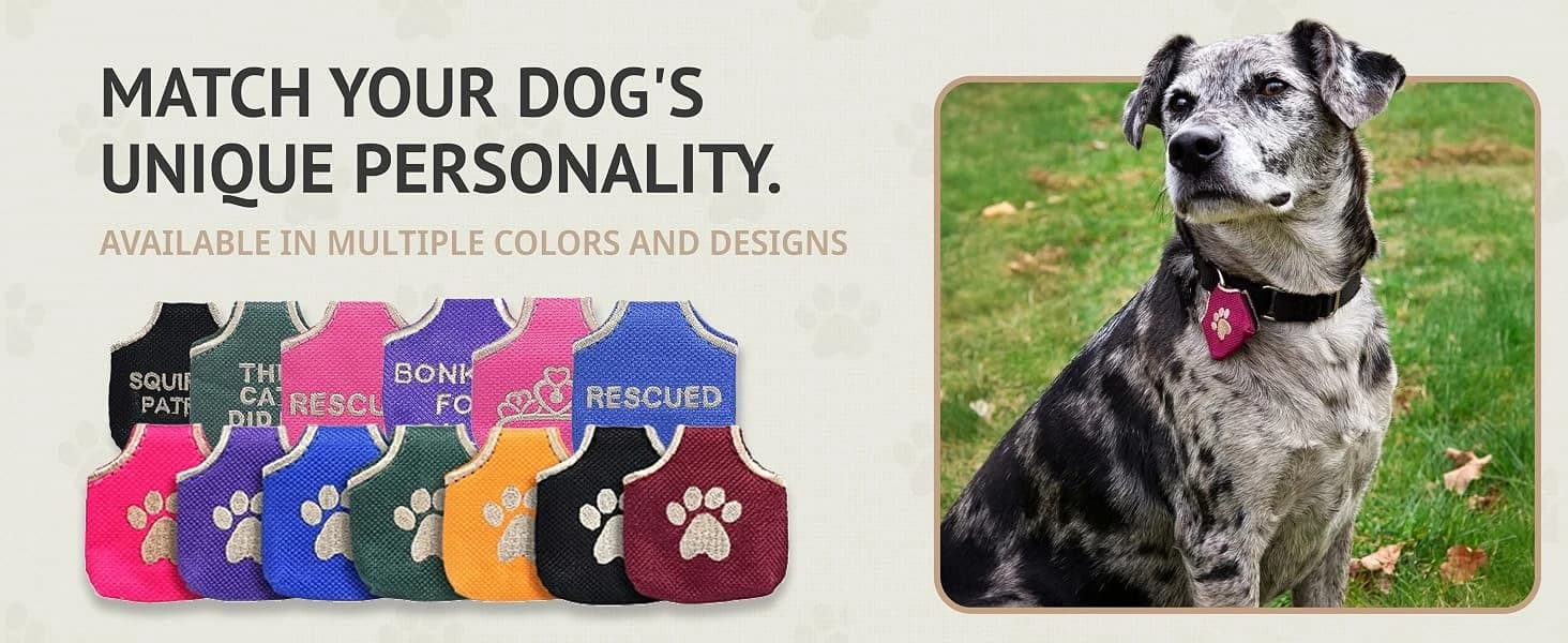 Dog Tag Silencer — Black Pawprint - Quiet Noisy Pet Tags - Fits Up to Four Pet IDs - Dog Tag Cover Protects — product details