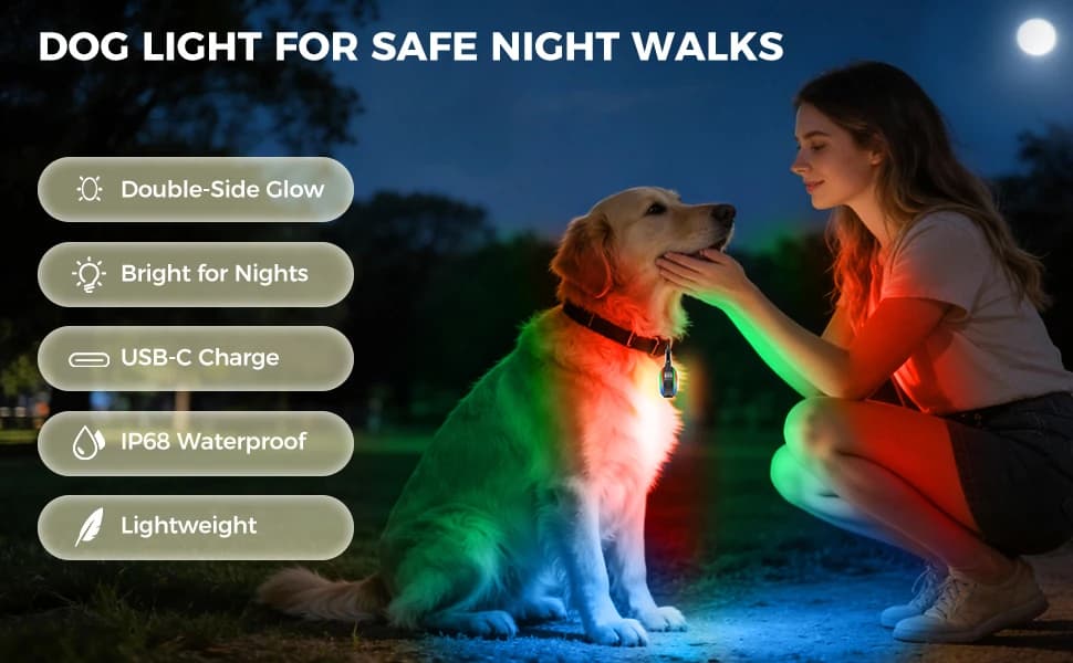 2 Pack Double Sided Dog Collar Light — 6 Modes Dog Lights for Night Walking — product details