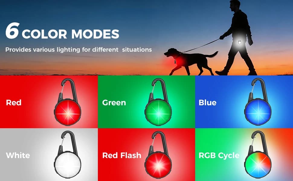 2 Pack Double Sided Dog Collar Light — 6 Modes Dog Lights for Night Walking — product details