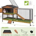 2-Story Rabbit Hutch with Chew-Proof Full Metal Frame for Indoor/Outdoor - 62" Bunny Cage with 6 Locking
