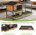 2-Story Rabbit Hutch with Chew-Proof Full Metal Frame for Indoor/Outdoor - 62" Bunny Cage with 6 Locking