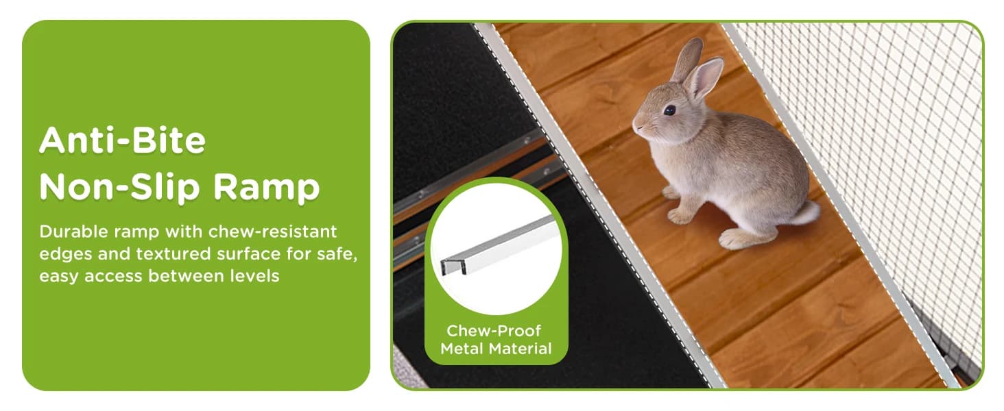 2-Story Rabbit Hutch with Chew-Proof Full Metal Frame for Indoor/Outdoor - 62" Bunny Cage with 6 Locking — product details