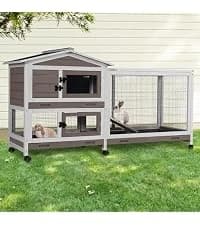 2-Story Rabbit Hutch with Chew-Proof Full Metal Frame for Indoor/Outdoor - 62" Bunny Cage with 6 Locking — collection imagery