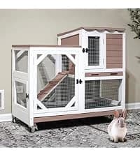2-Story Rabbit Hutch with Chew-Proof Full Metal Frame for Indoor/Outdoor - 62" Bunny Cage with 6 Locking — collection imagery