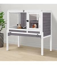 2-Story Rabbit Hutch with Chew-Proof Full Metal Frame for Indoor/Outdoor - 62" Bunny Cage with 6 Locking — collection imagery