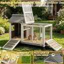 Outdoor Rabbit Hutch 2-Story Indoor Bunny Cage with Run