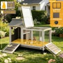 Outdoor Rabbit Hutch 2-Story Indoor Bunny Cage with Run