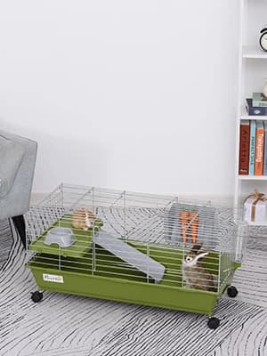 35" L Small Animal Cage — Rolling Bunny Cage — product details