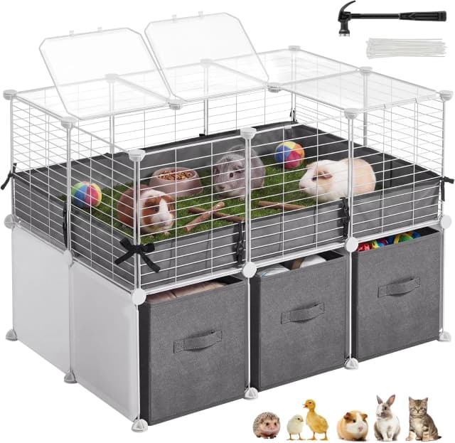 Guinea Pig Cage — 2-Tier with 3 Storage Boxes