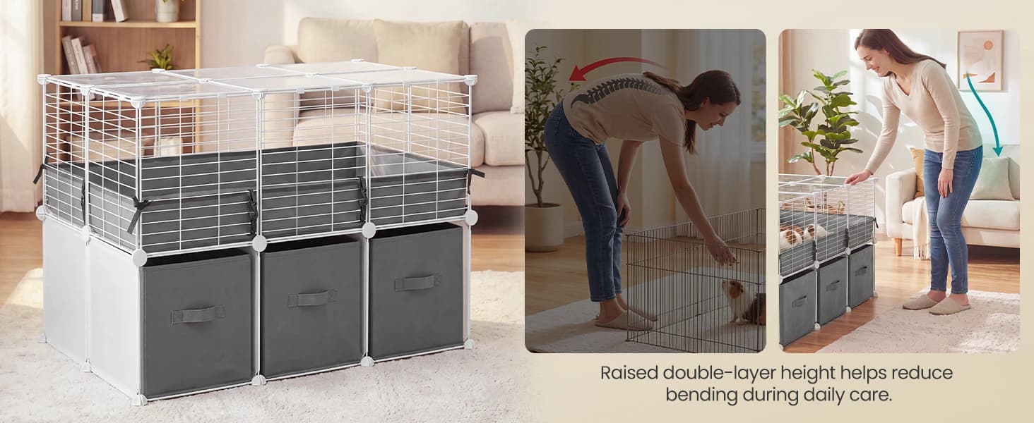 Guinea Pig Cage — 2-Tier with 3 Storage Boxes — product details