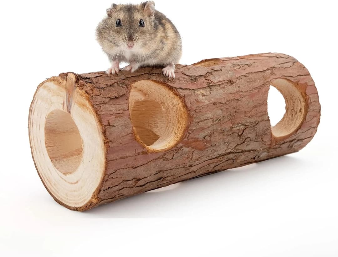 Natural Wooden Hamster Mouse Tunnel Tube Toy — Forest Hollow Tree Trunk