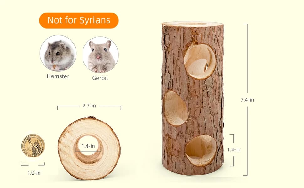 Natural Wooden Hamster Mouse Tunnel Tube Toy — Forest Hollow Tree Trunk — product details