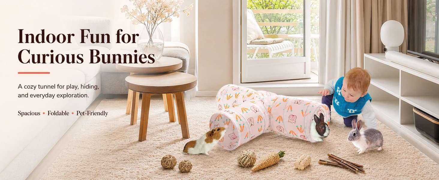 Rabbit Toys — Bunny Tunnels and Tubes — 3 Way Rabbit Play Tunnel