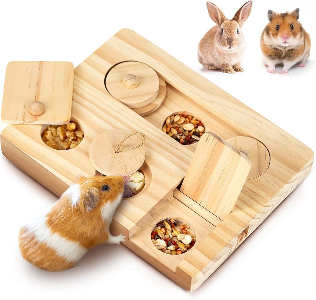 Guinea Pig Foraging Toys — 6 in 1 Hamsters Wooden Interactive Enrichment Toys