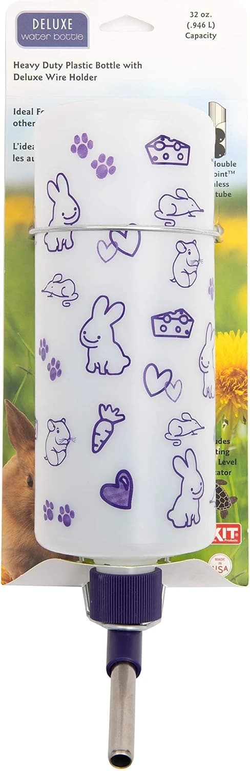 32oz Weather Resistant Water Bottles with Heavy Duty Mount for Rabbits and Ferrets (Rabbits)
