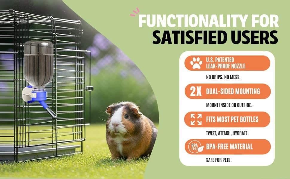 No-Drip Water Bottle/Feeder for Guinea Pigs/Hamsters/Bunnies/Ferrets/Other Small Pets — Critters and Animals — product details