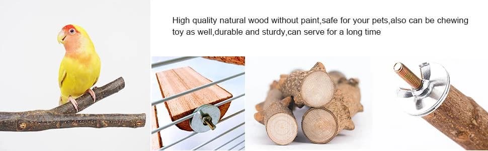 4 Pack Natural Wood Bird Perch Set for Parakeet Cage — collection imagery