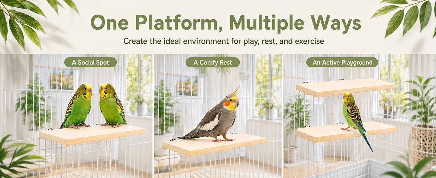 3 Pack Bird Perch Stand — Parrot Wood Platform — product details