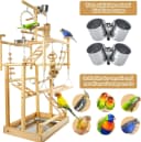 Bird Playground - Natural Wood Parrot Playstand with Perches