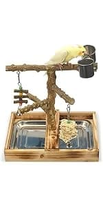 Bird Playground - Natural Wood Parrot Playstand with Perches — product details