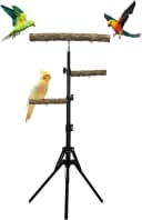 3-Layer 16-63 Inch Height Adjustable Bird Perch Pepper Wood Birds Training Perch Stand Parakeet Perches Outdoor