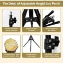 3-Layer 16-63 Inch Height Adjustable Bird Perch Pepper Wood Birds Training Perch Stand Parakeet Perches Outdoor