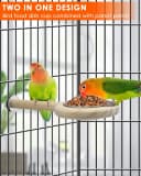Bird Perch Bird Feeding Cup Parrot Wood Perch Stand Toy Bird Cage Accessory for Parakeet Lovebird Conure Budgie