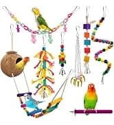 Bird Perch Bird Feeding Cup Parrot Wood Perch Stand Toy Bird Cage Accessory for Parakeet Lovebird Conure Budgie — collection imagery