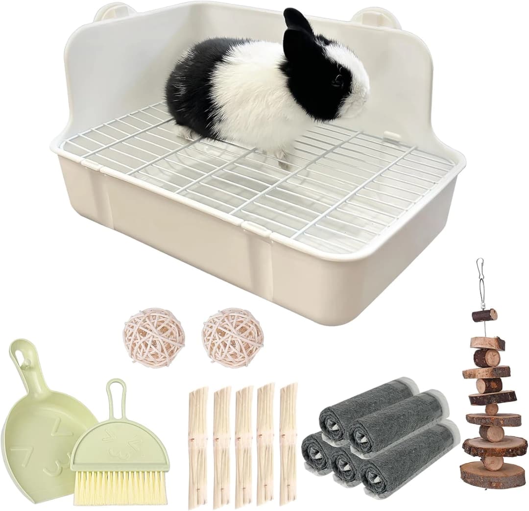 Rabbit Litter Box Bunny Litter Box Guinea Pig Potty Trainer Corner Bedding Pet Potty Pan for Rabbit Guinea Pig