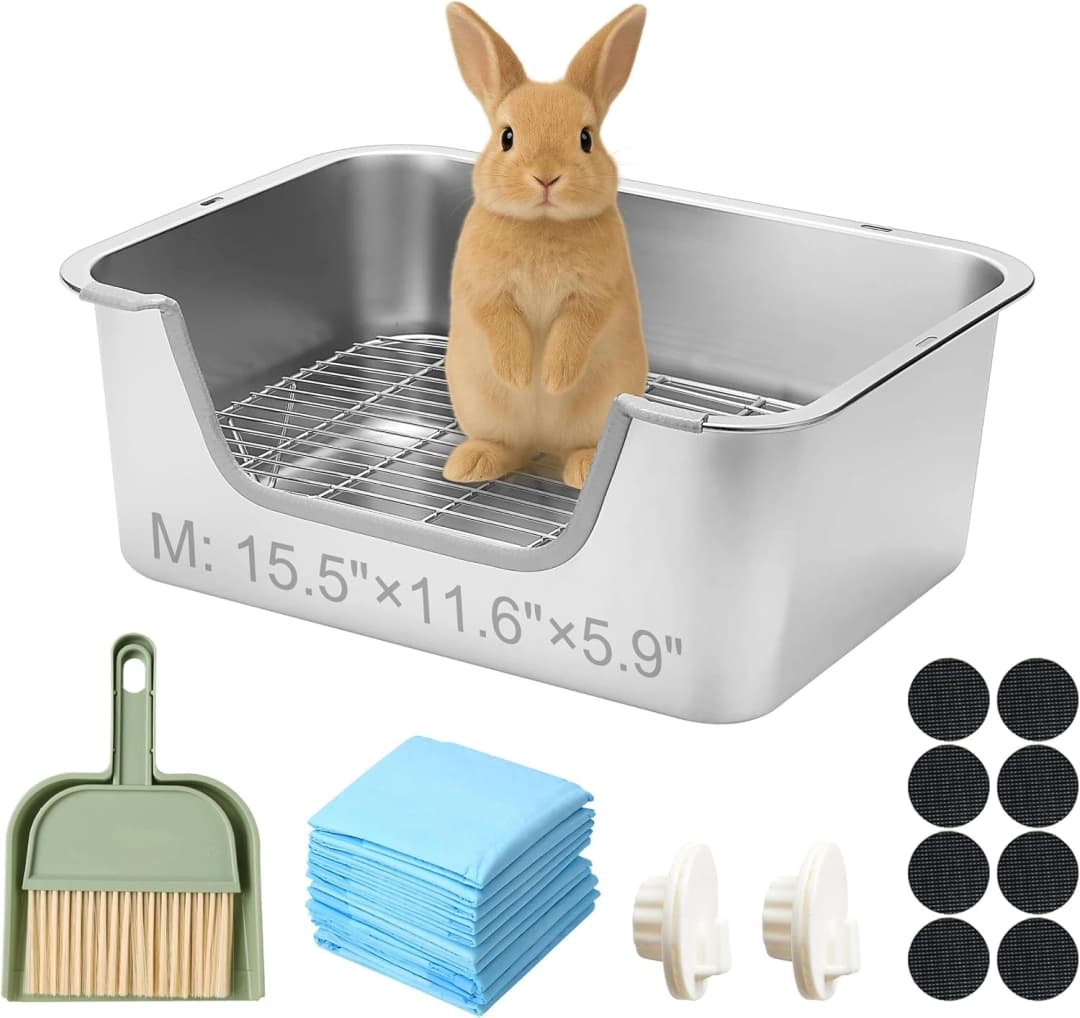Stainless Steel Rabbit Sifting Litter Box — (M)