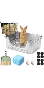 Stainless Steel Rabbit Sifting Litter Box — (M) — product details