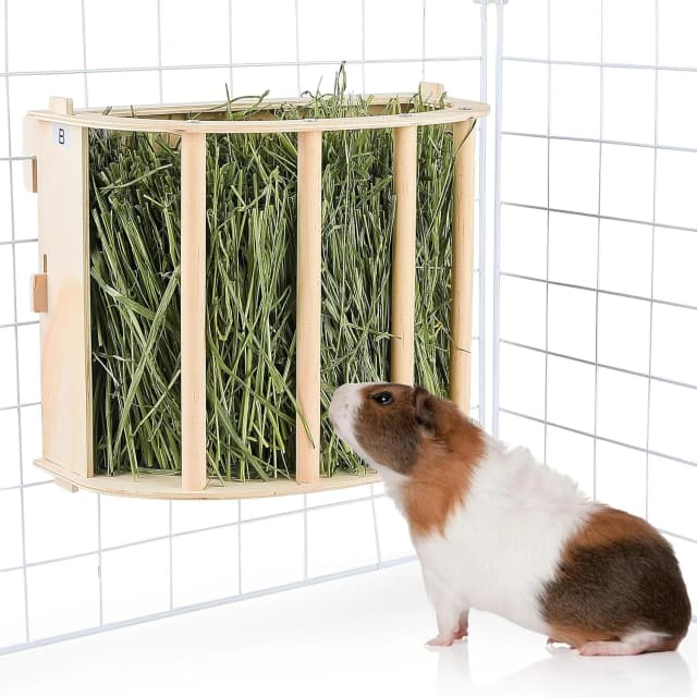 Wooden Guinea Pig Hay Feeder — Large Hanging Rabbit Rack