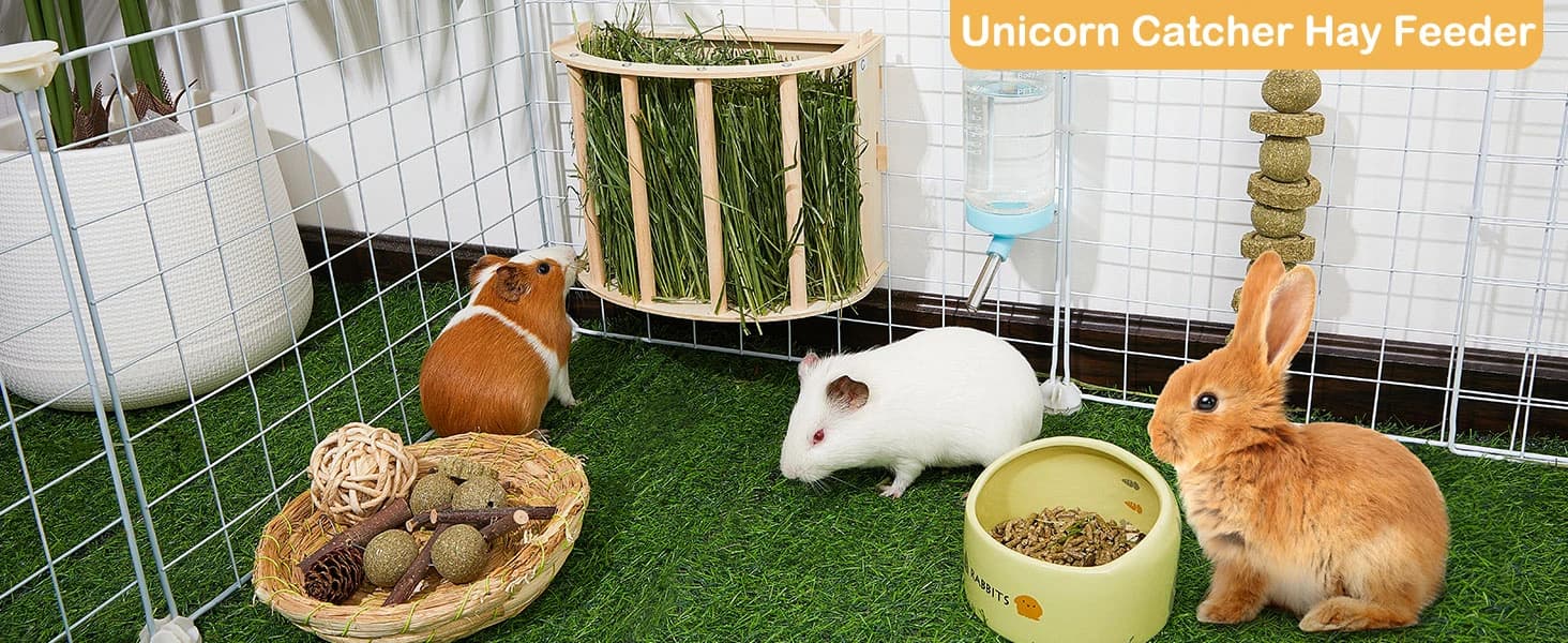 Wooden Guinea Pig Hay Feeder — Large Hanging Rabbit Rack — product details